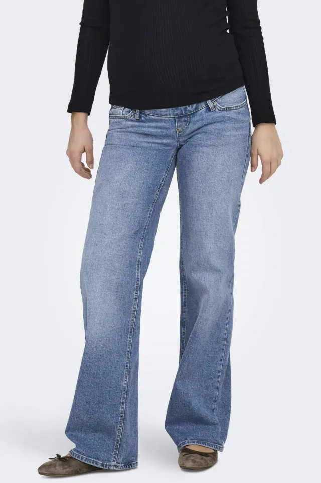 Only MATERNITY high waist wide leg zwangerschapsjeans OLMJUICY medium blue