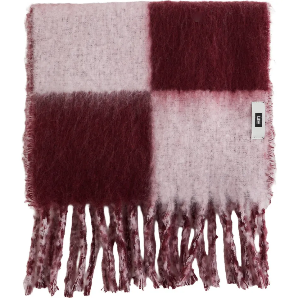 WE Fashion geruite sjaal donkerrood lichtroze Donkerrood/lichtroze