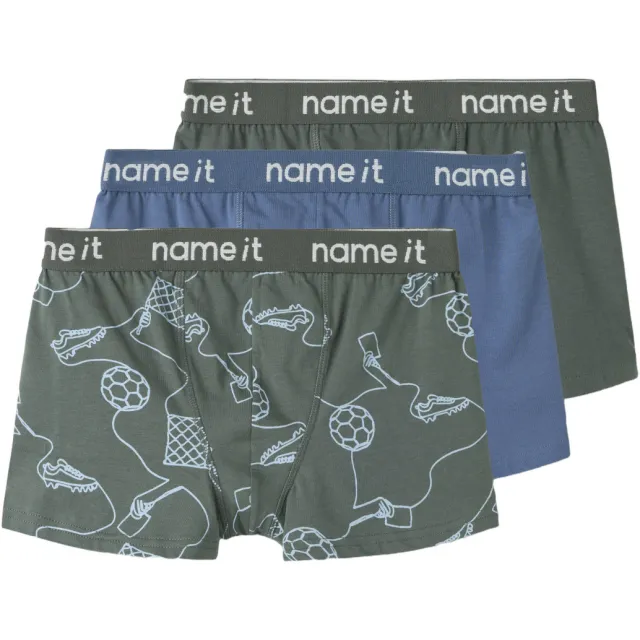 NAME IT boxershorts met print set van 3 grijsgroen Grijsgroen/blauw