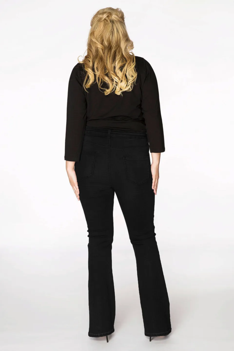 Yoek high waist flared jeans zwart, foto 4