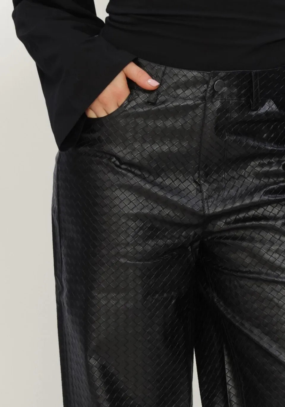 Refined Department Dames Jeans Ladies Woven Wide Leg Jeans Payton - Zwart, foto 4