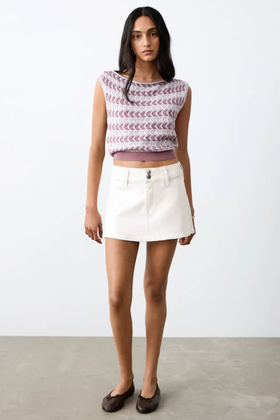 Mango Teen denim mini rok wit