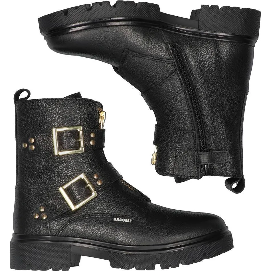 Braqeez chunky leren enkelboots - zwart, foto 5