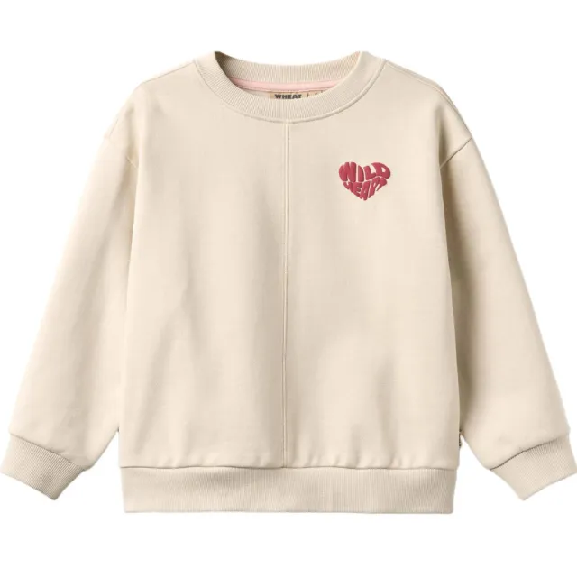 Wheat rechtvallende sweater met backprint - ecru/roze