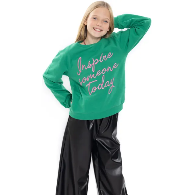 No Way Monday rechtvallende sweater met borduursels - groen