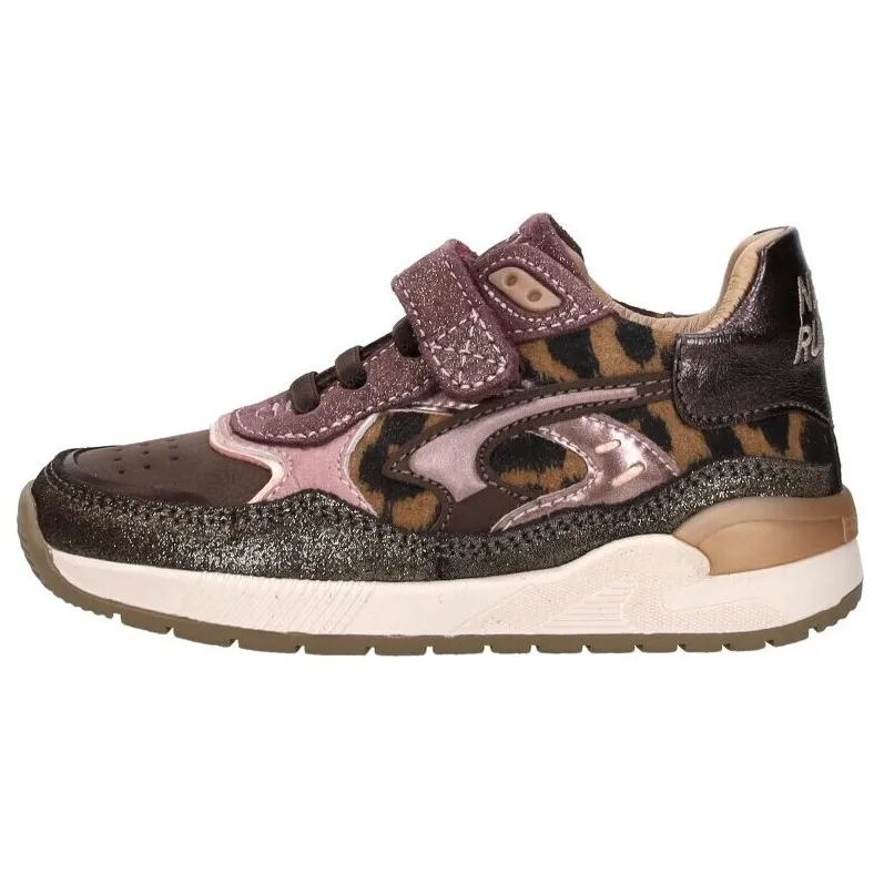 Shoesme suède sneakers met panterprint donkerbruin donkerbruin/donkerpaars, foto 4