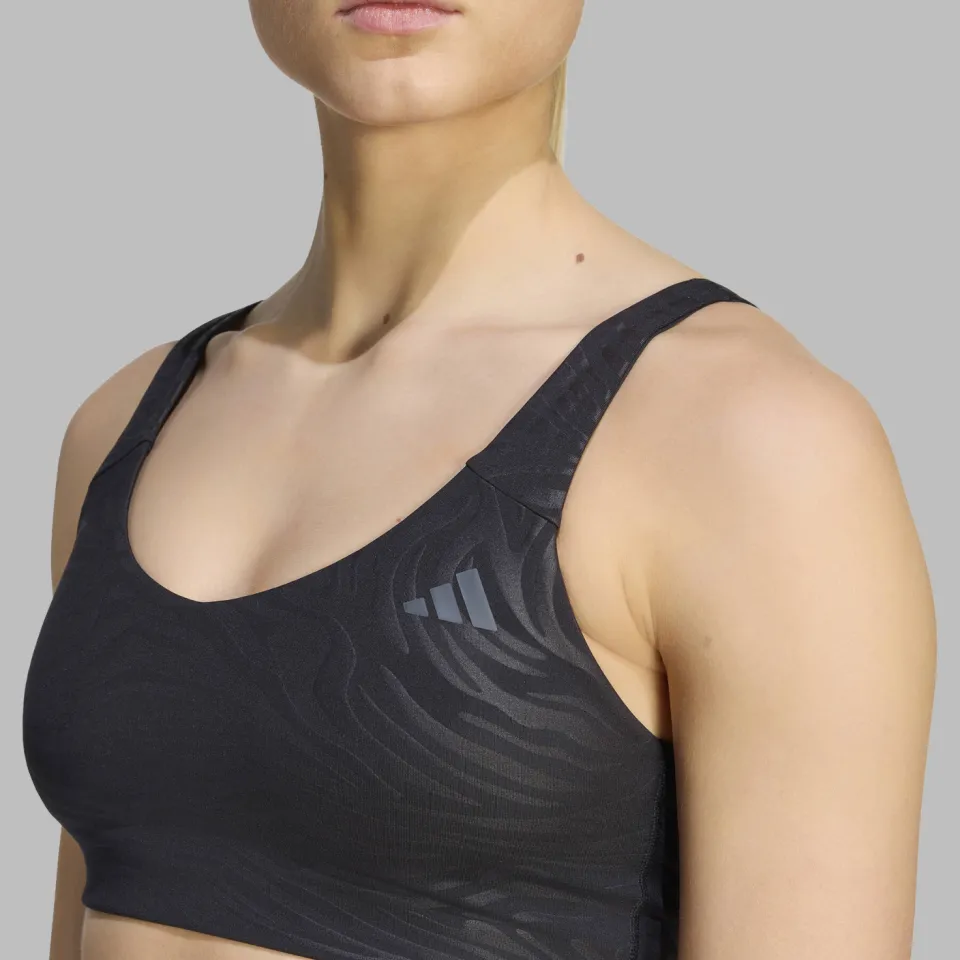 Adidas All Me Essentials Graphic Light Support sportbeha zwart, foto 7