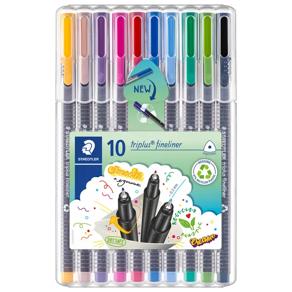Staedtler Fineliner staedtler triplus 334 assorti 0.3mm 10 Stuks