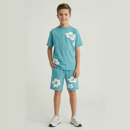 Cars gebloemd t-shirt lichtblauw, foto 4
