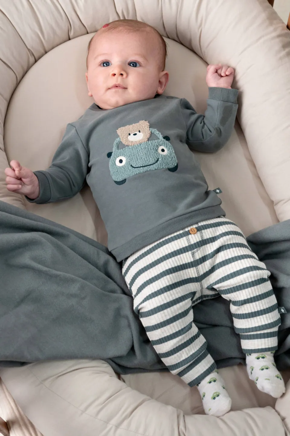 Feetje Beep Beep casual broek zeegroen Zeegroen/ecru