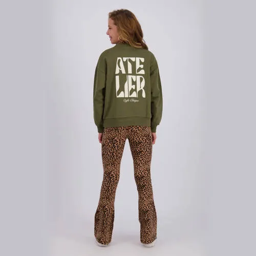 Raizzed boxy sweater met backprint - groen, foto 3