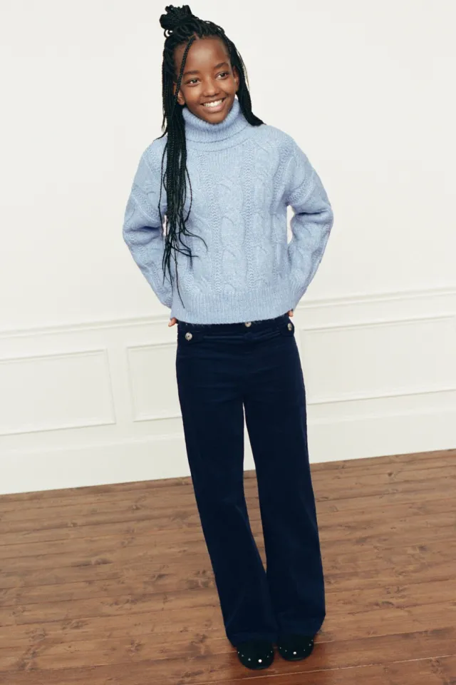 Mango Kids corduroy casual broek - donkerblauw