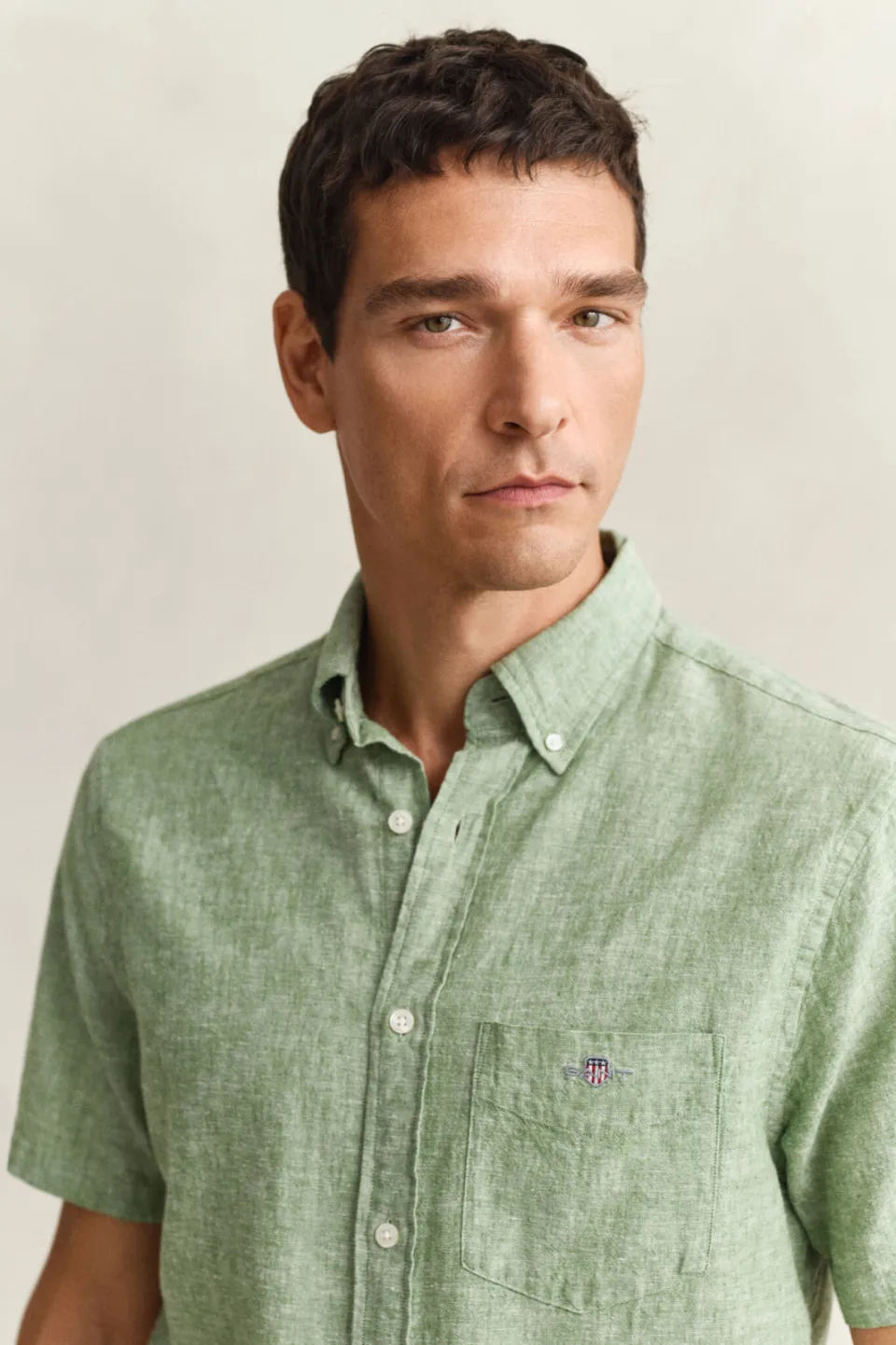 Gant regular casual overhemd met linnen groen, foto 4