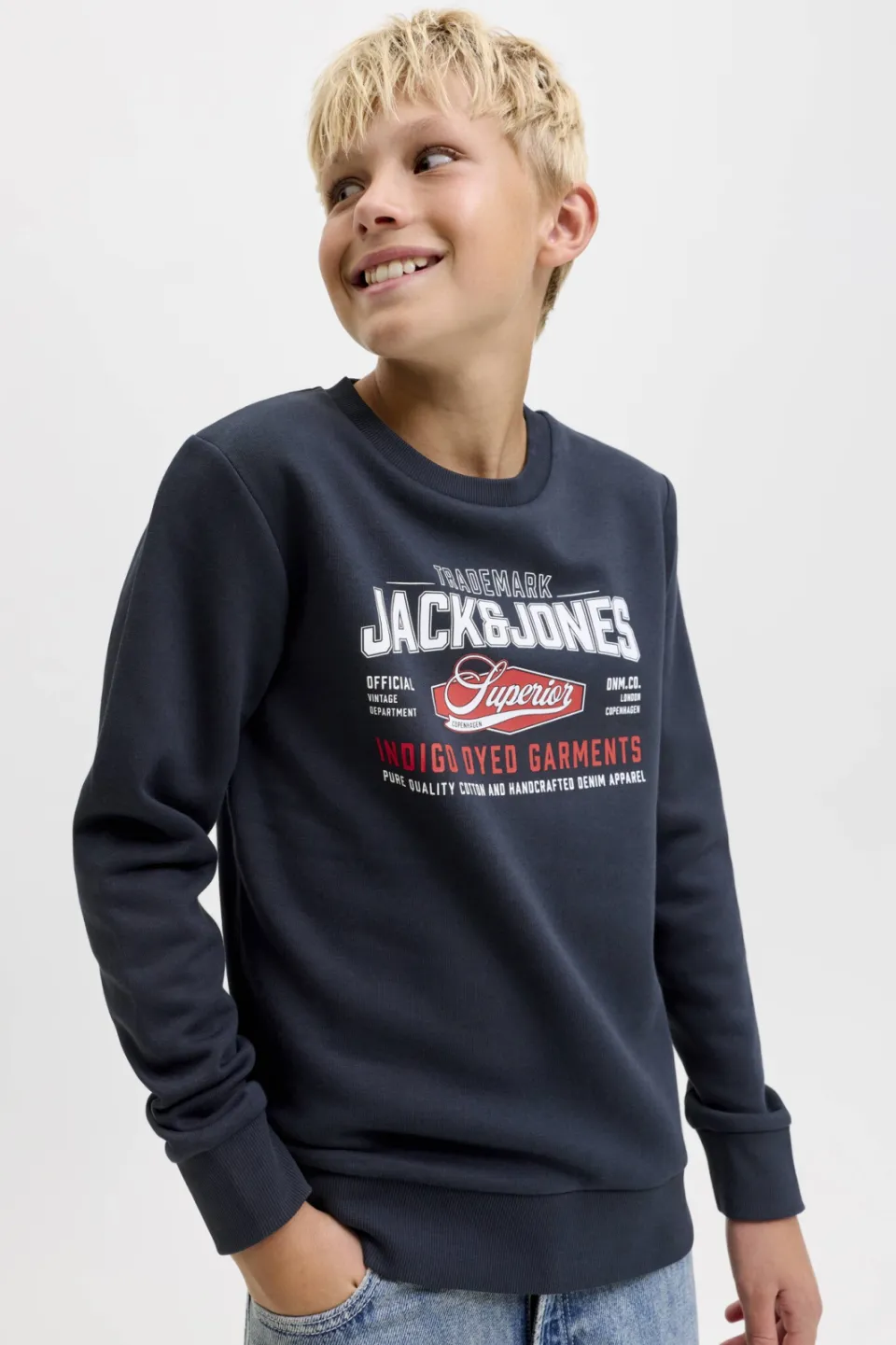 Jack & Jones JUNIOR sweater met logo - donkerblauw, foto 5
