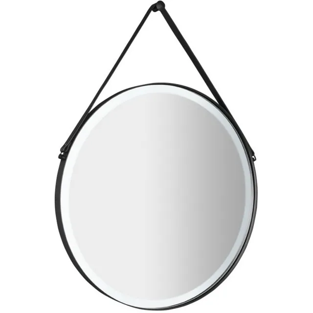 Sapho Badkamerspiegel Sapho Orbiter LED Backlight Rond met Leren Band 60 cm Zwart