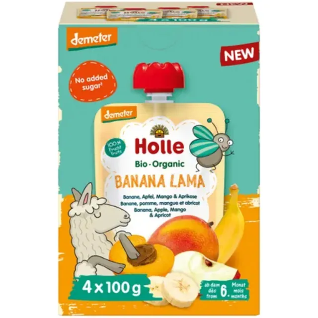 Holle Knijpfruit Multipack 6+ mnd Banana Lama 4 stuks