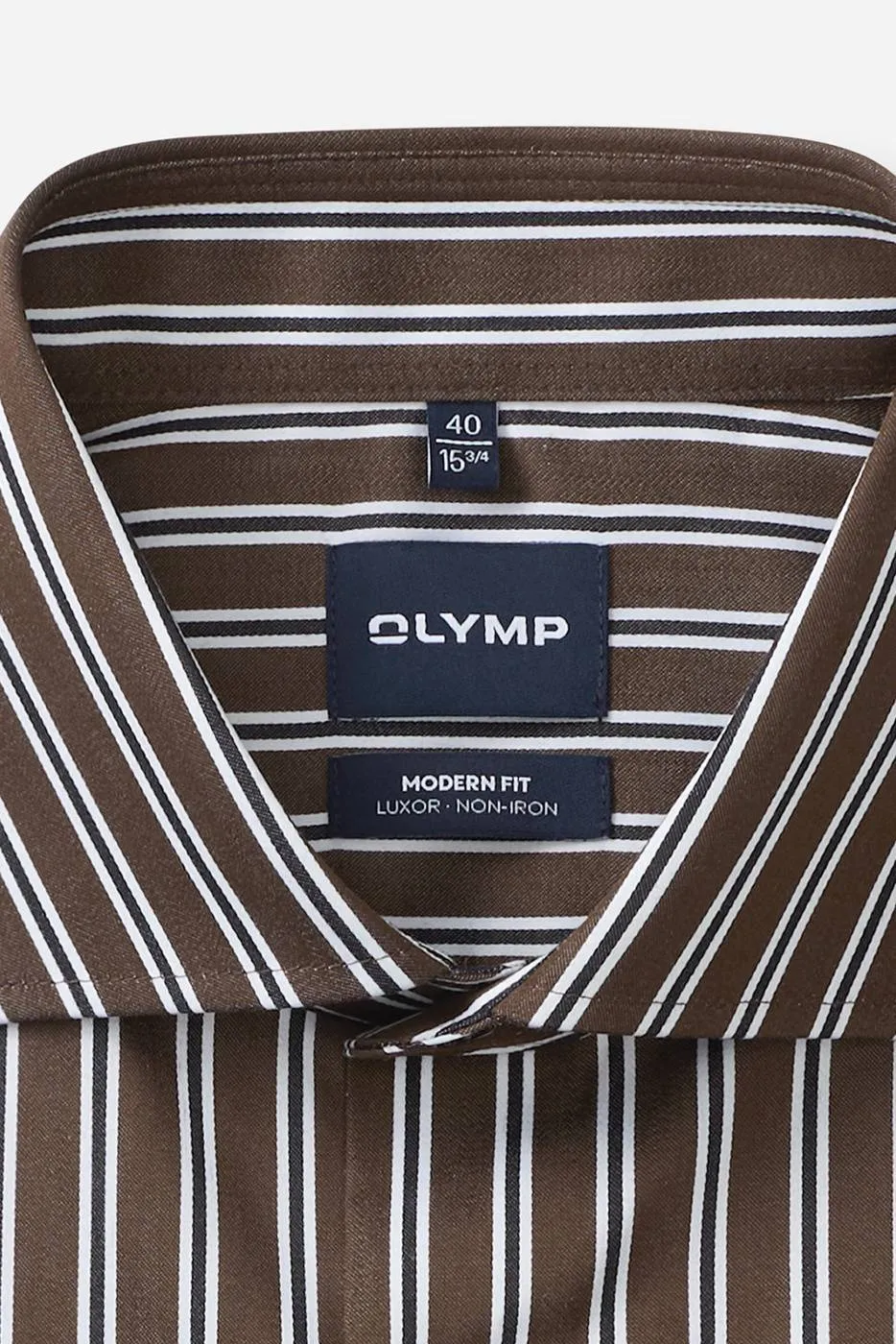 Olymp slim fit gestreept overhemd - bruin, foto 4