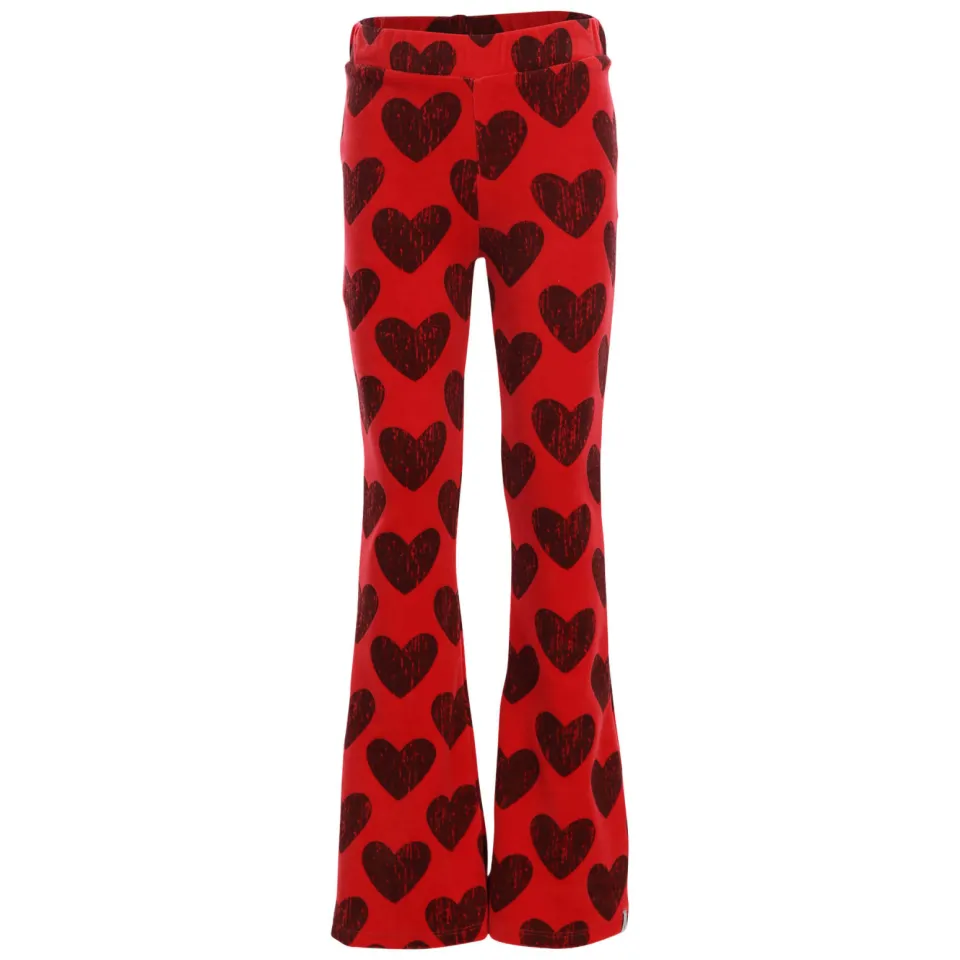 LOOXS little fluwelen flared broek met hartjes rood, foto 3