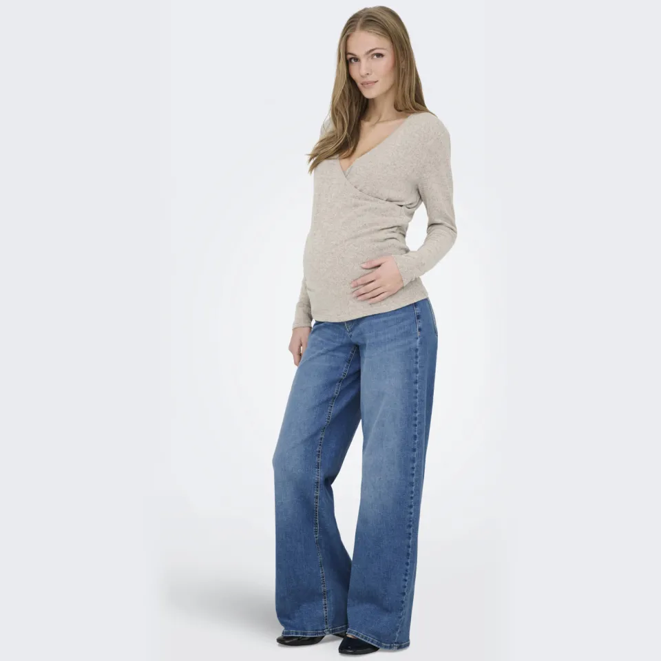 Only MATERNITY OLMMADISON wide leg zwangerschaps jeans - middelblauw Medium blue denim
