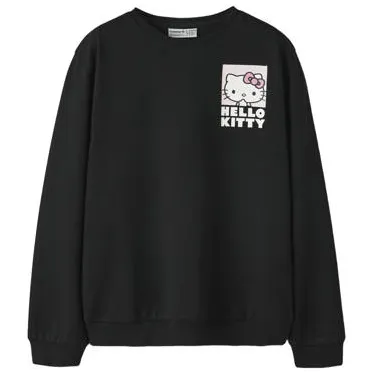 NAME IT KIDS Hello Kitty sweater met backprint - zwart Backprint