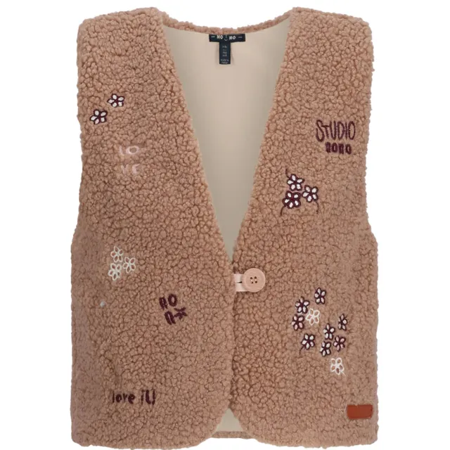 Nono teddy gilet met print - taupe
