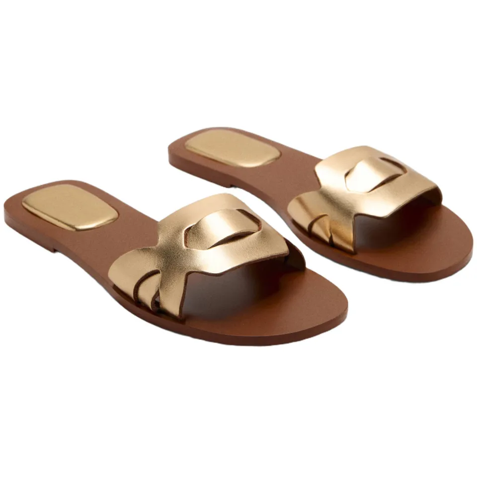 Mango TEEN leren sandalen goud, foto 4