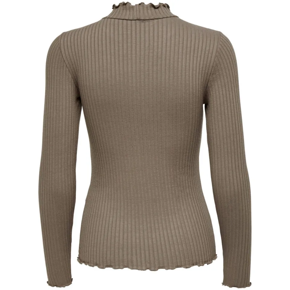 JDY ribgebreide trui JDYFRANSISKA met ruches taupe, foto 3