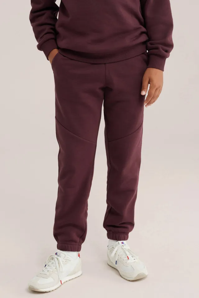 WE Fashion sweat tapered joggingbroek donkerrood, foto 3