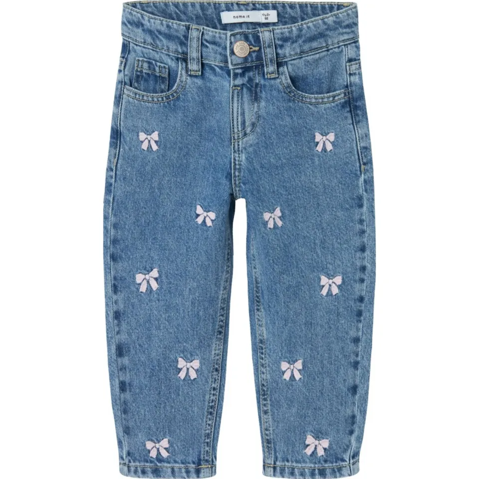 NAME IT MINI loose fit jeans NMFBELLA met strikjes Medium blue denim, foto 2