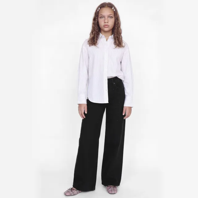 JJXX GIRL JXTOKYO wide leg jeans met studs - black denim