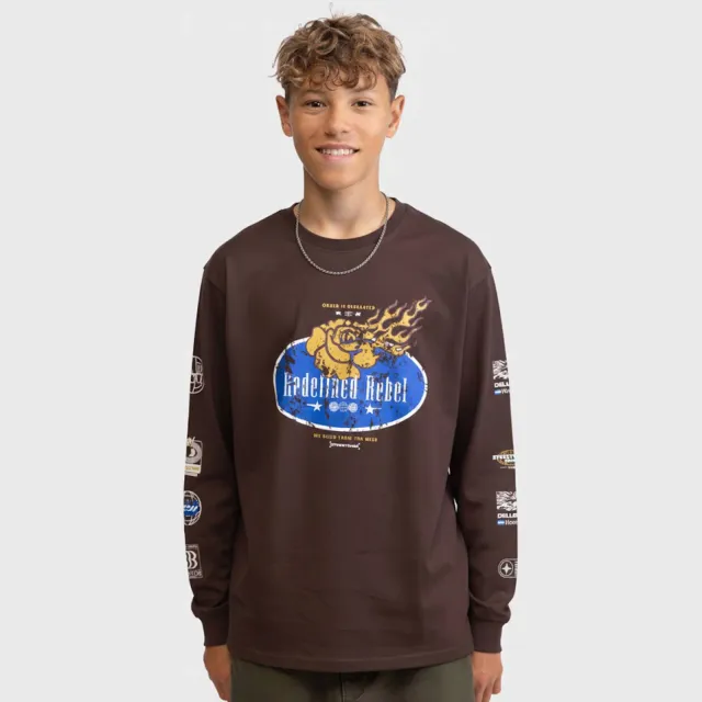 Redefined Rebel longsleeve met print donkerbruin, foto 2