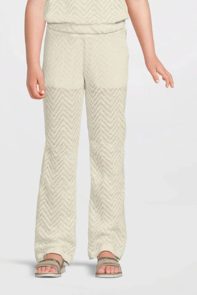 Anytime crochet flared broek off-white, foto 3