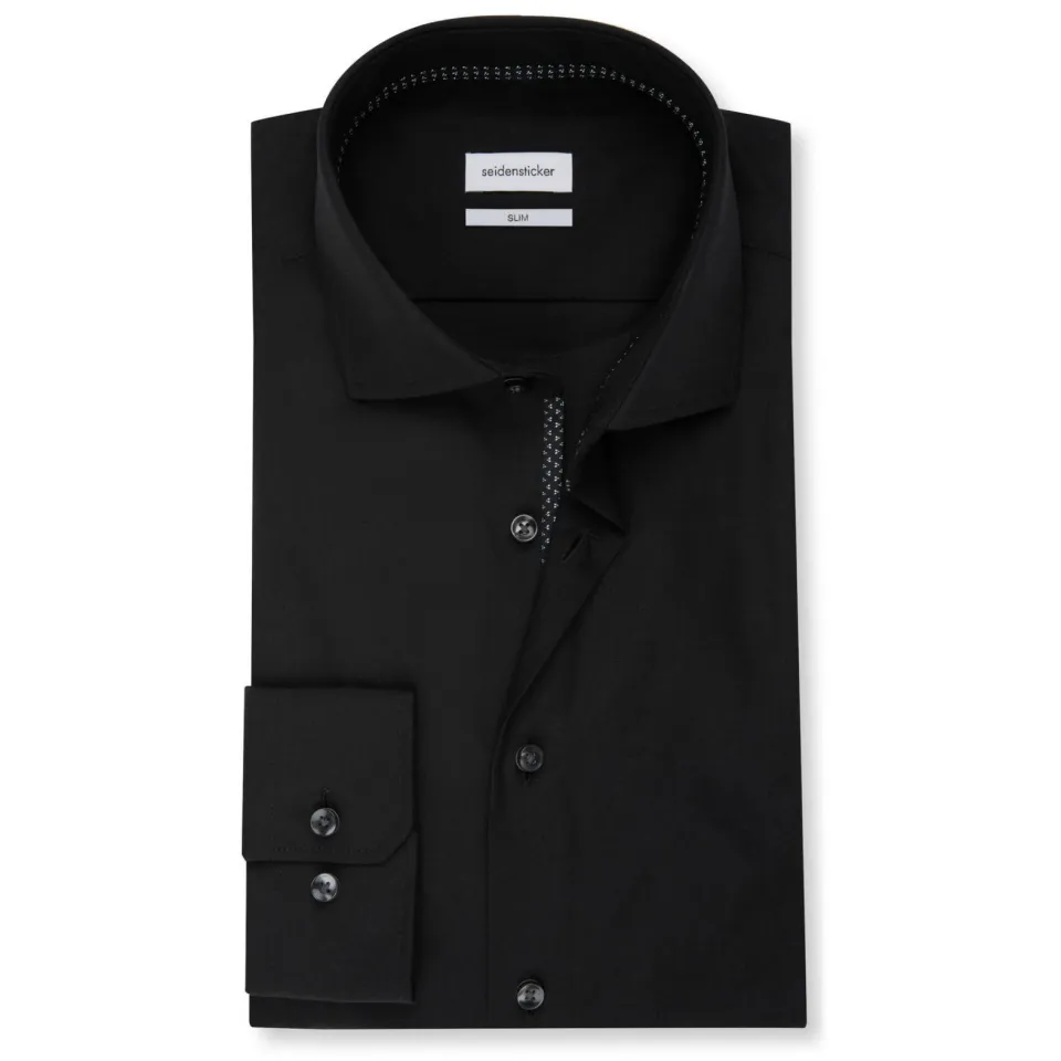 Seidensticker slim fit overhemd zwart, foto 3