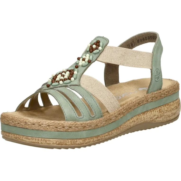 Rieker sandalen met sleehak mintgroen, foto 3