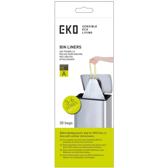 Eko 2e halve prijs: EKO Afvalzak met Trekband Wit 3–6 Liter Type A 30 zakken