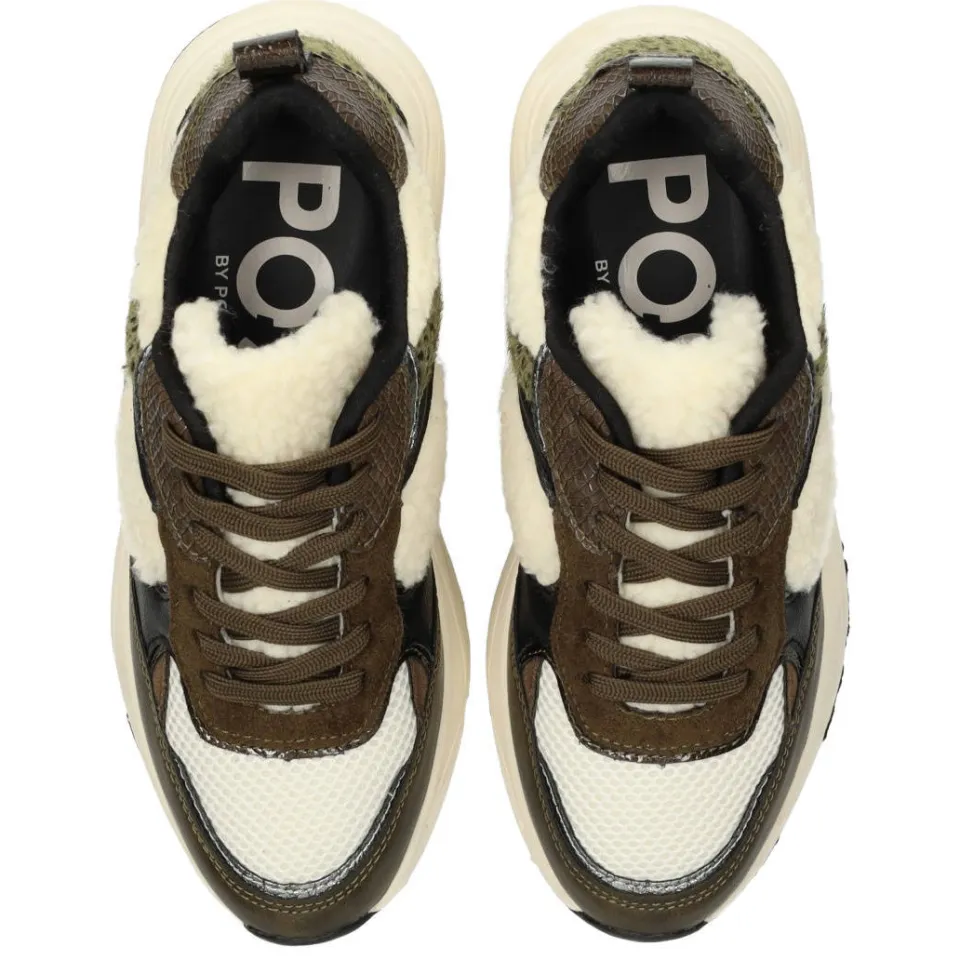 POSH by Poelman Caro chunky suède sneakers - groen/ecru, foto 4