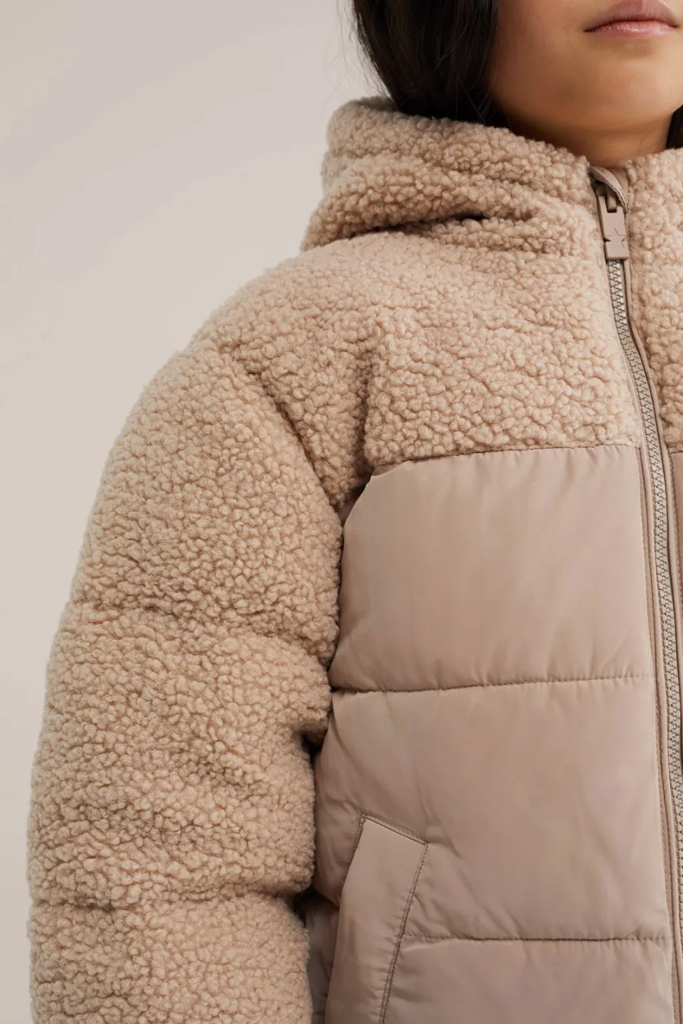 WE Fashion teddy winterjas beige meisjes, foto 7