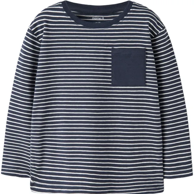 NAME IT MINI rechtvallende gestreepte longsleeve donkerblauw Donkerblauw/wit
