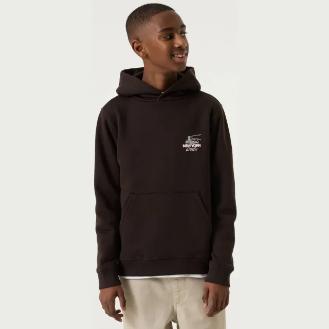 Garcia rechtvallende hoodie met backprint - donkerbruin