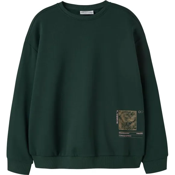 NAME IT KIDS sweater met backprint - donkergroen/beige, foto 2