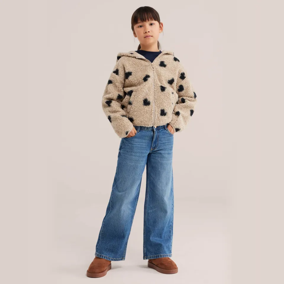 WE Fashion winterteddyjas met hartjes zand, foto 3