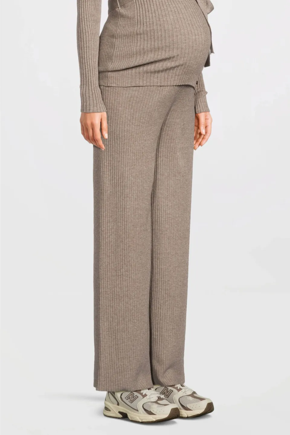 LOVE2WAIT wide leg high waist zwangerschapsbroek beige, foto 4