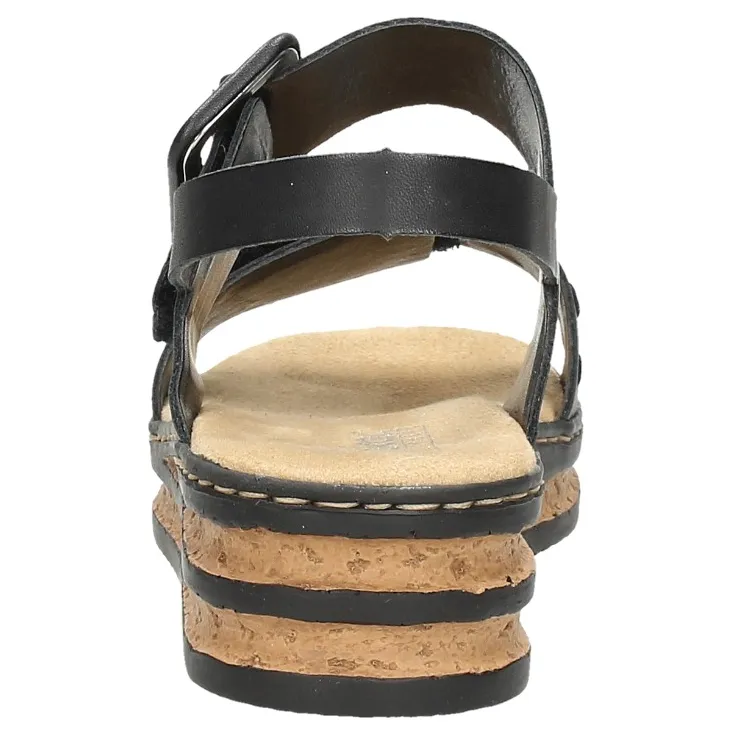 Rieker 62950-00 sandalen met sleehak zwart, foto 4