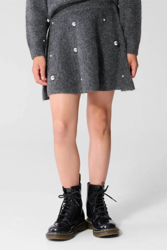 Shoeby korte rok met studs grijs, foto 6