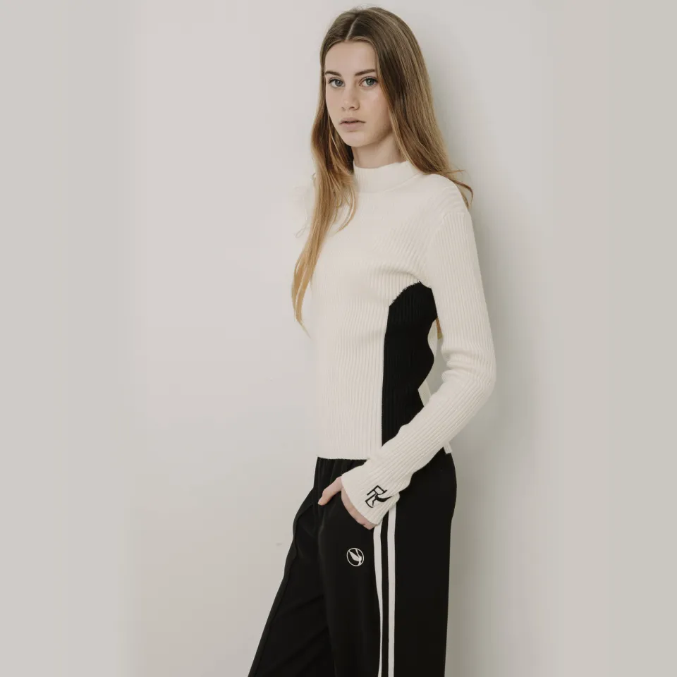 Frankie&Liberty aansluitende gebreide longsleeve crème Crème/zwart