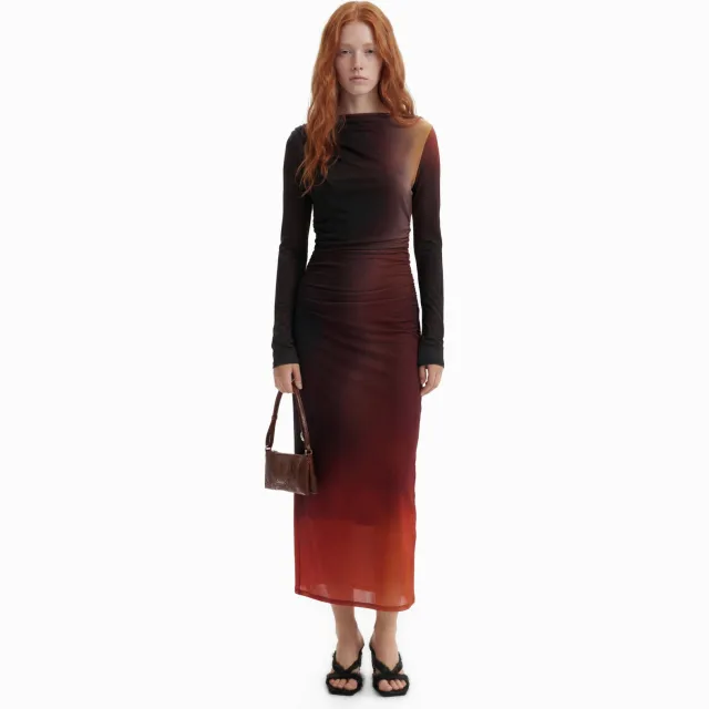 Desigual midi jurk zwart/oranje