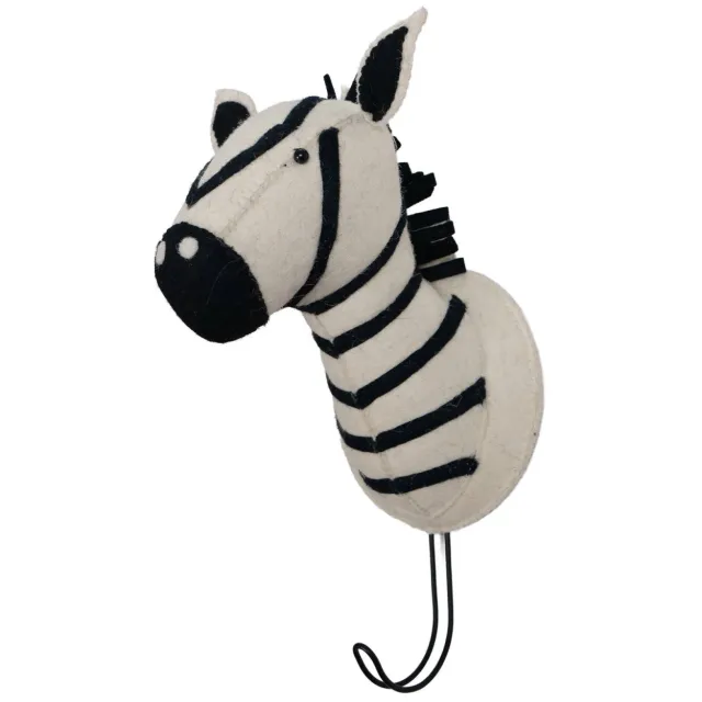 Kidsdepot wandhaak Zebra wit zwart wit/zwart