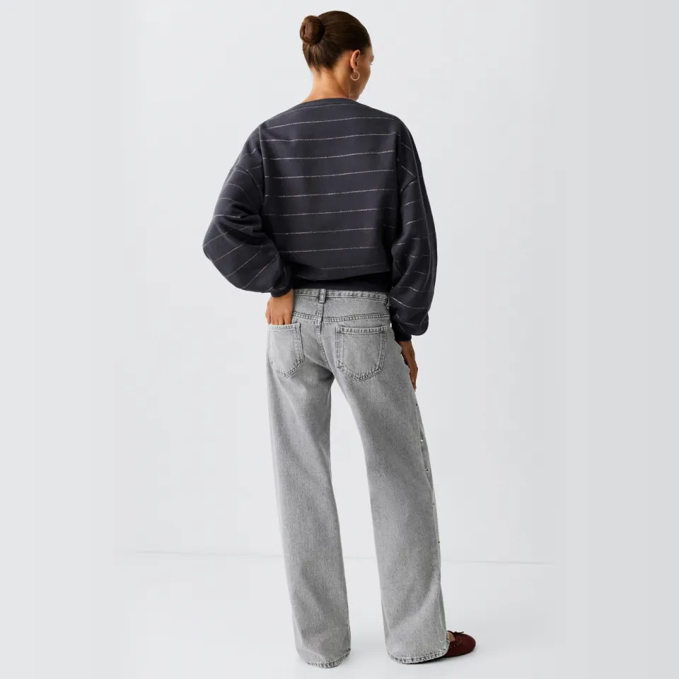 Mango TEEN wide leg jeans met studs - changeant grijs, foto 4