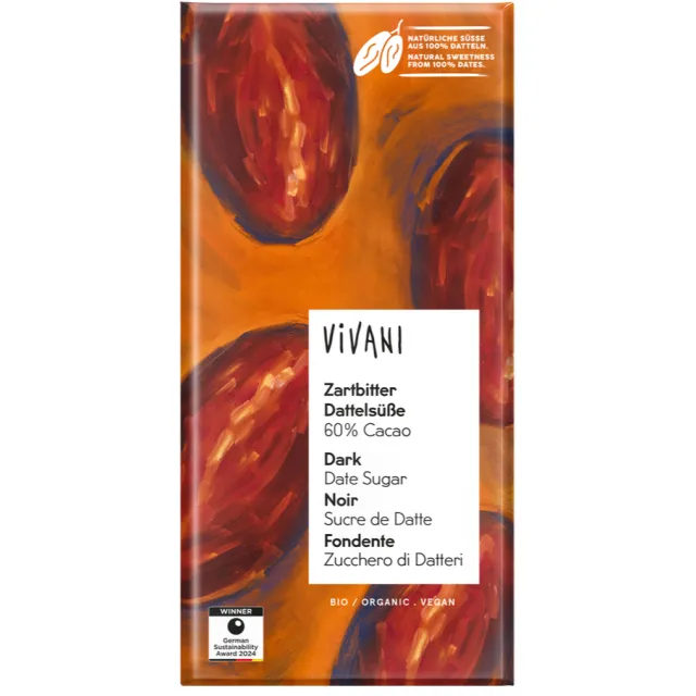 Vivani Dark Date Sugar 60% chocoladereep