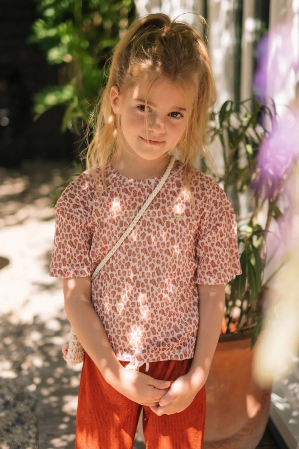 Like Flo T-shirt met panterprint roze